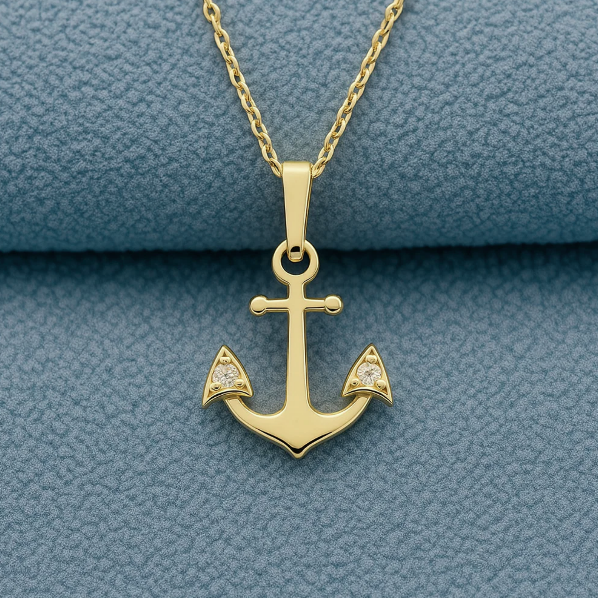 14K Solid Gold Anchor Necklace