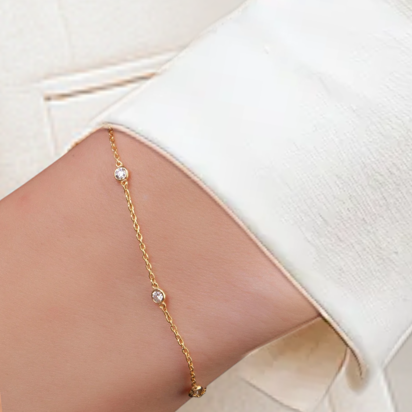 Gold Diamond Station Bracelet for Women