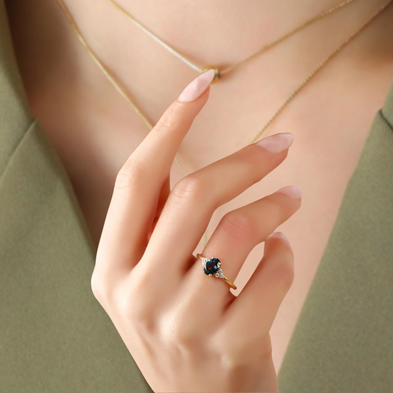 14k London Blue Engagement Ring