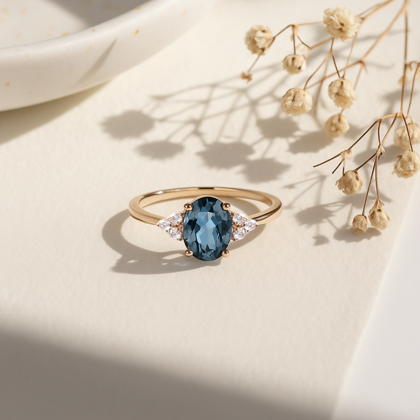 14k London Blue Engagement Ring