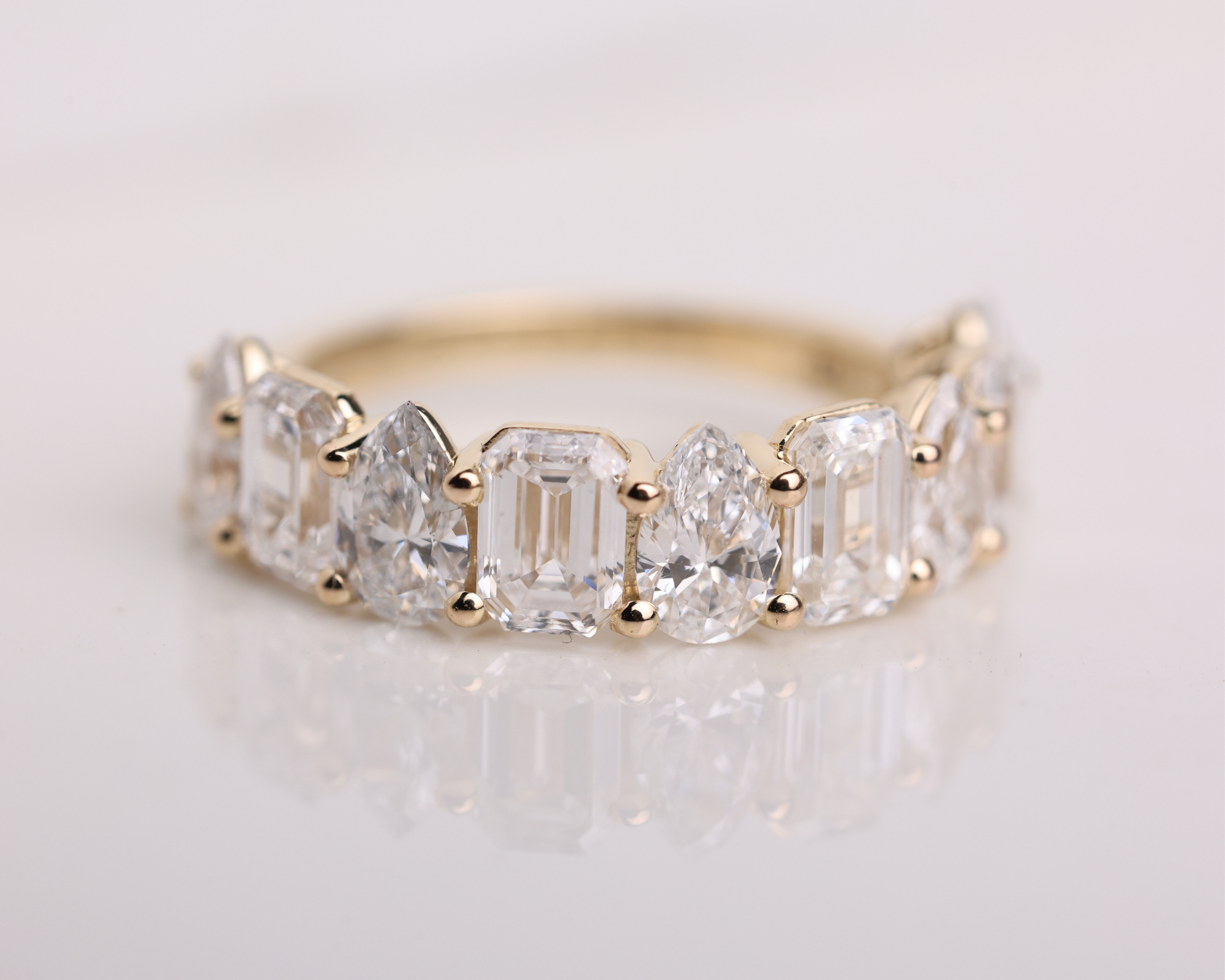 14K Solid Multi Shape Brilliant Cut Lab grown Diamond Half Eternity Band