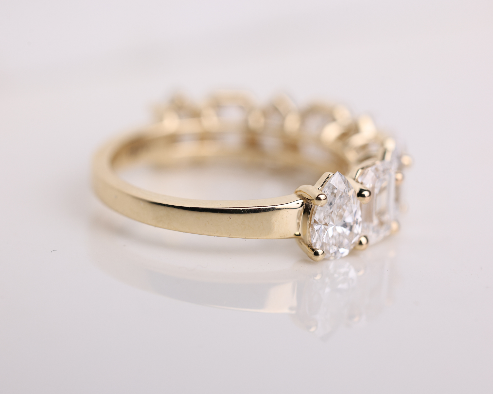 14K Solid Multi Shape Brilliant Cut Lab grown Diamond Half Eternity Band