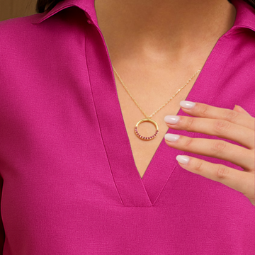Red Ruby Circular Round Shape Charm Pendant, Perfect for Elegant 14K Solid Gold Anniversary Necklace, Christmas or July Birthstone Gift