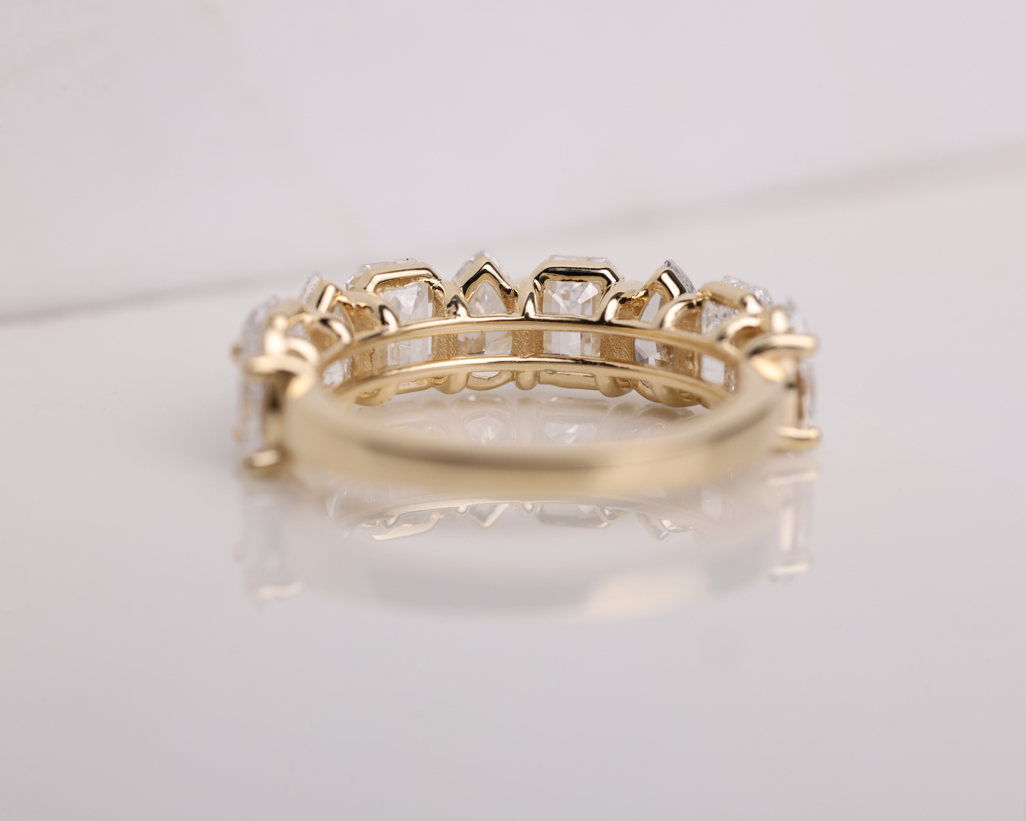 14K Solid Multi Shape Brilliant Cut Lab grown Diamond Half Eternity Band