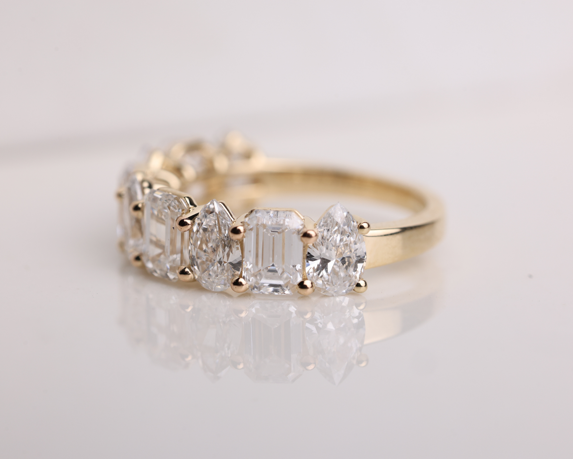 14K Solid Multi Shape Brilliant Cut Lab grown Diamond Half Eternity Band