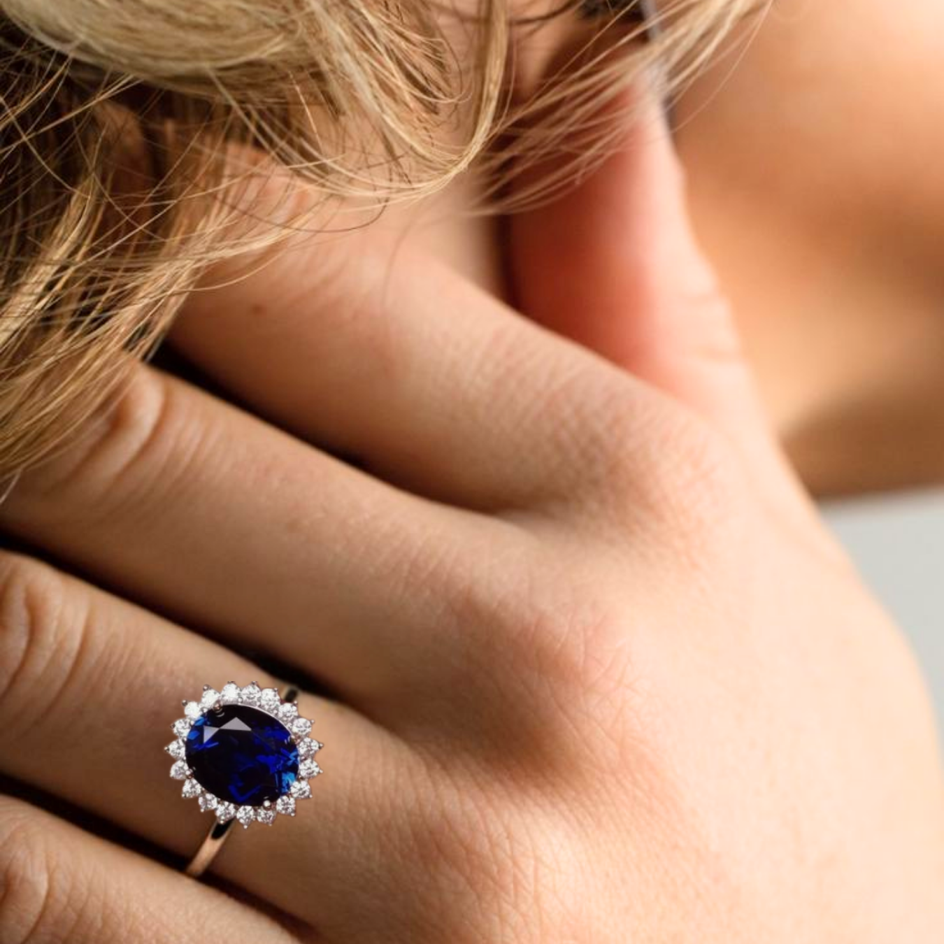 Lab Grown Royal Blue Sapphire Ring