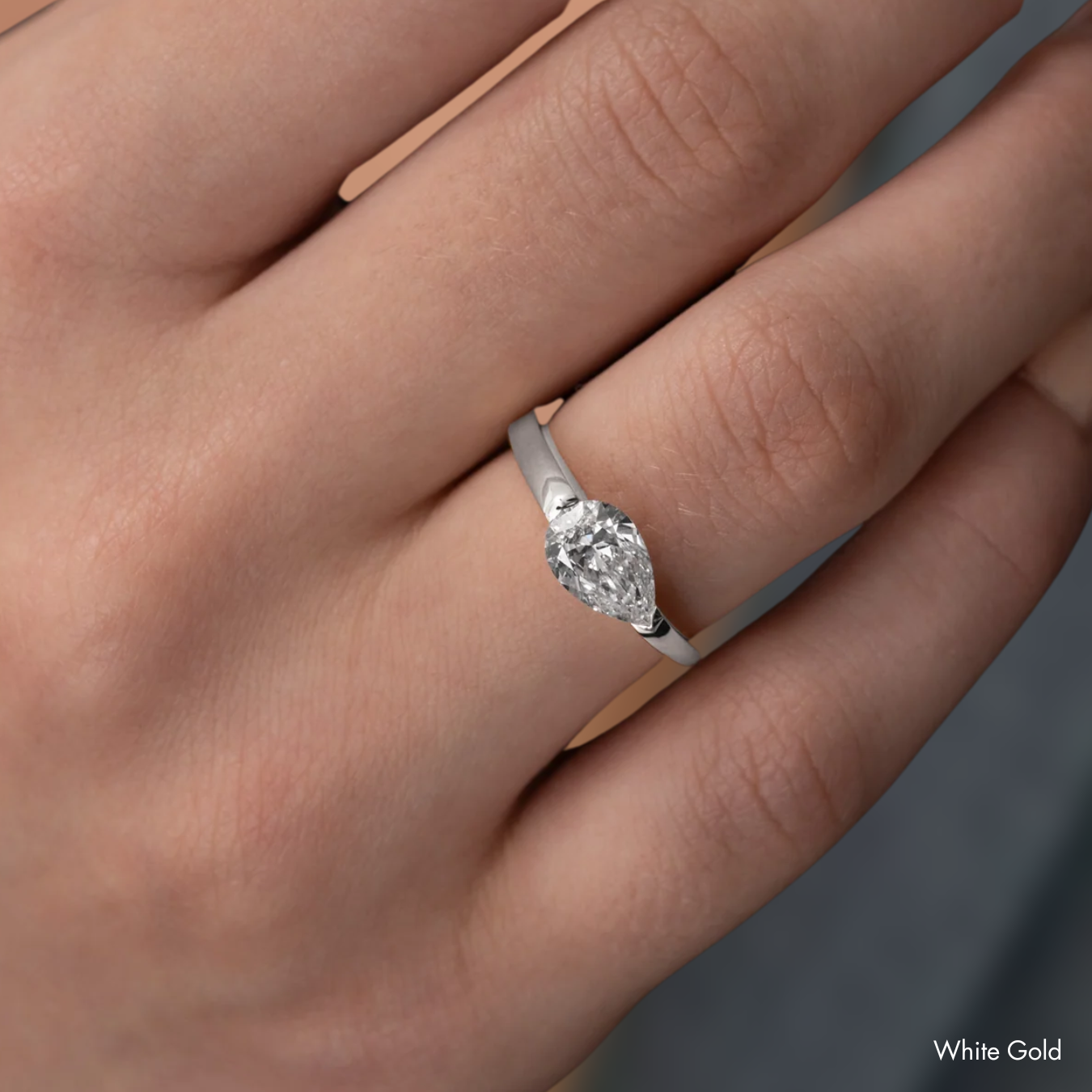 14k Pear Cut Lab Grown Diamond Engagement Ring