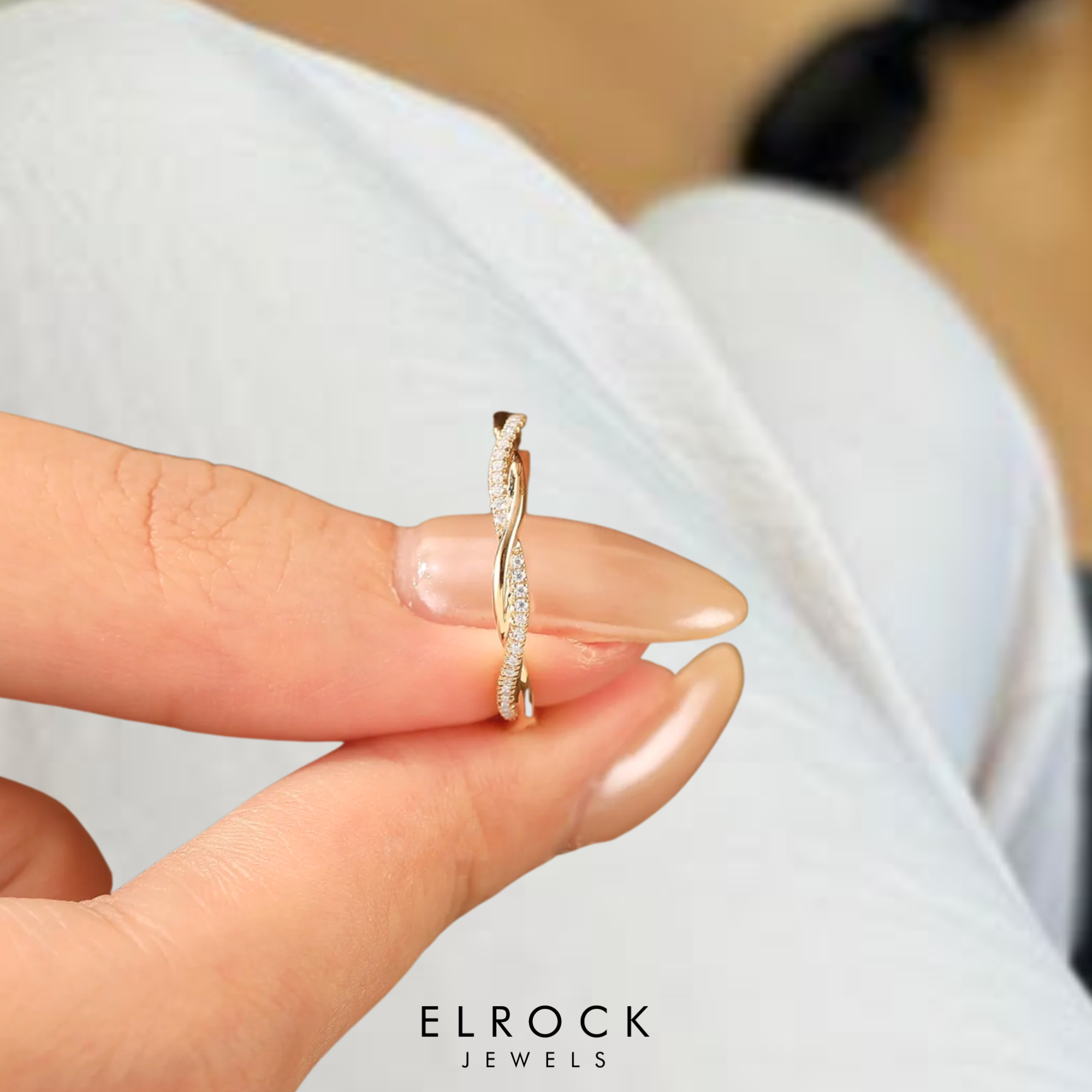 14K Twist Lab grown diamond Ring Band