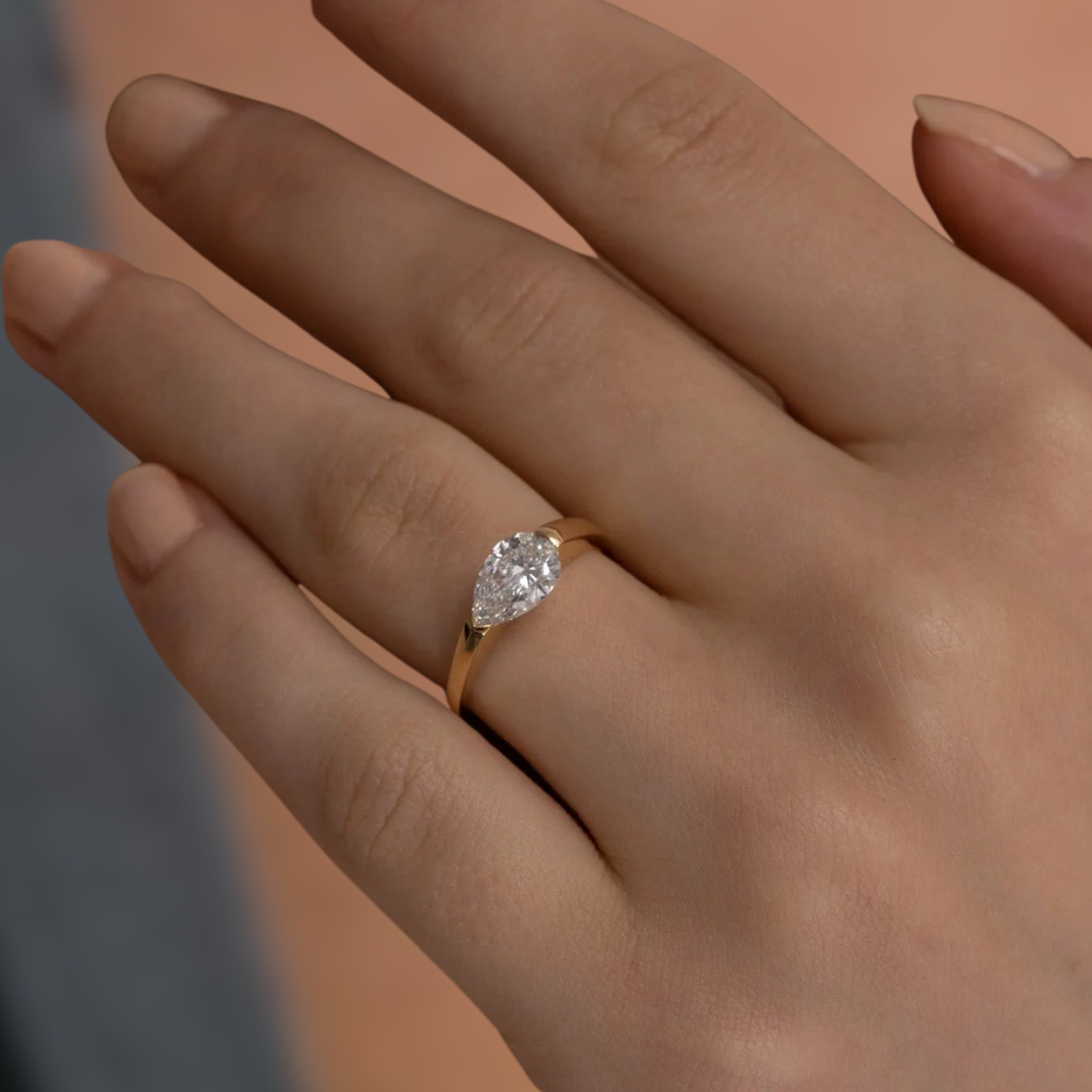 14k Pear Cut Lab Grown Diamond Engagement Ring