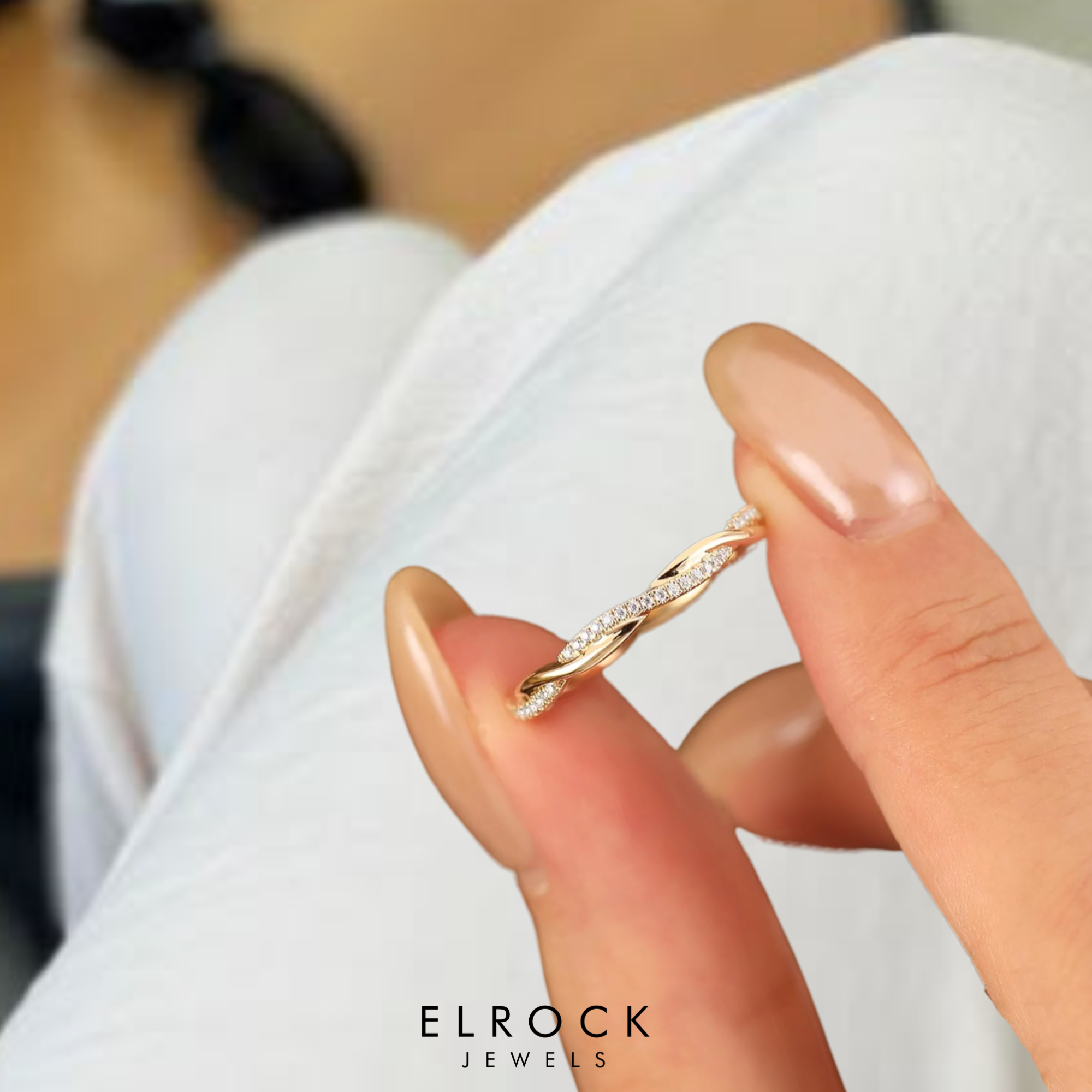 14K Twist Lab grown diamond Ring Band