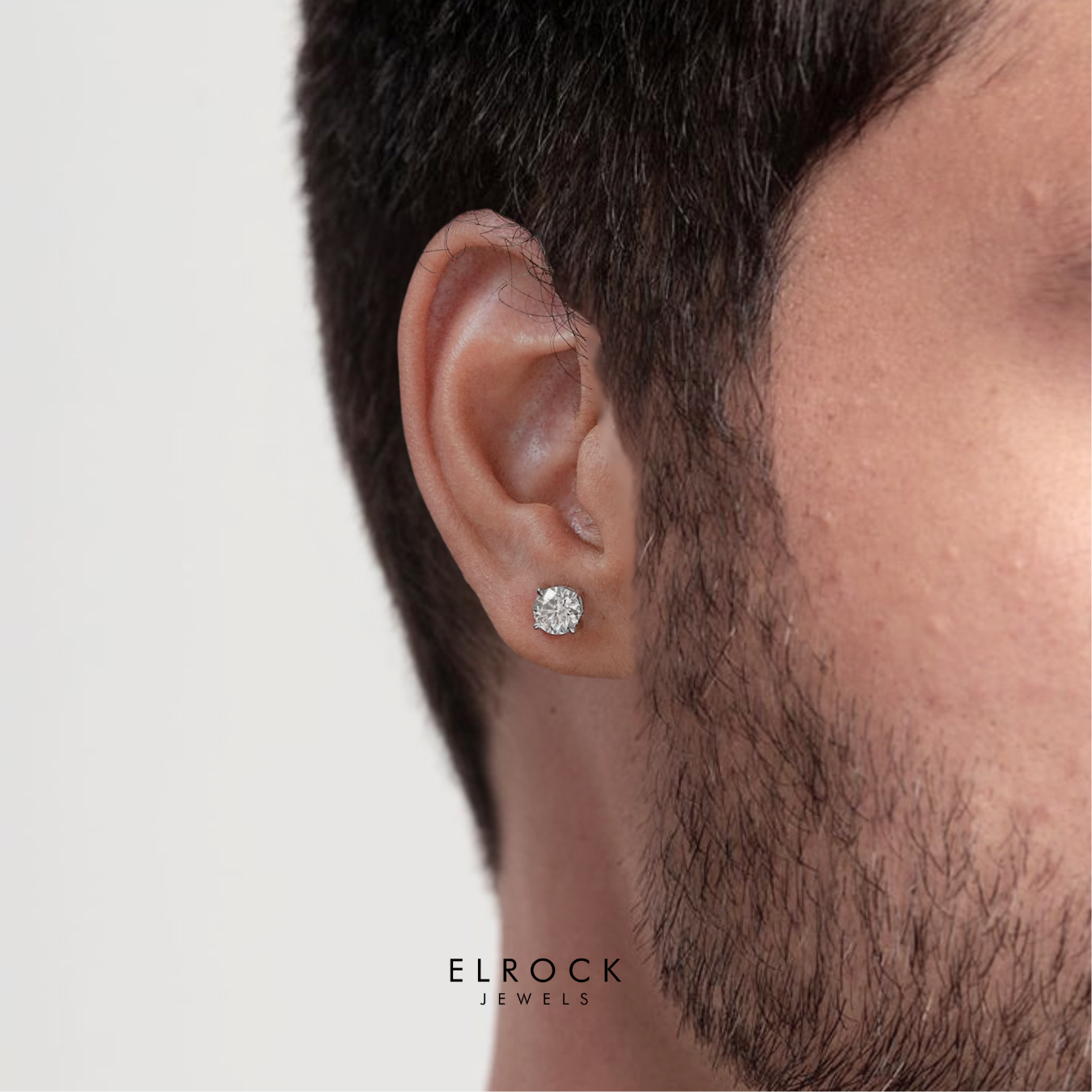 Men's Diamond Stud Earrings, Lab Diamond Earrings, White Gold Studs for Men