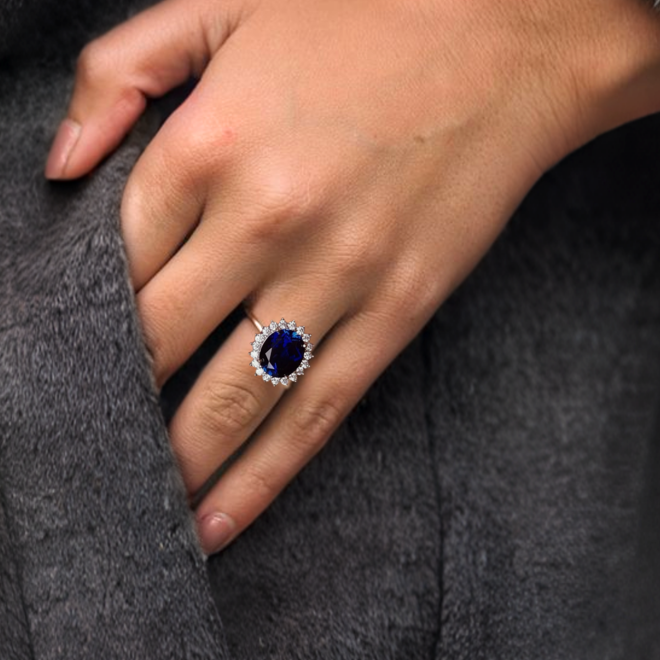 Lab Grown Royal Blue Sapphire Ring