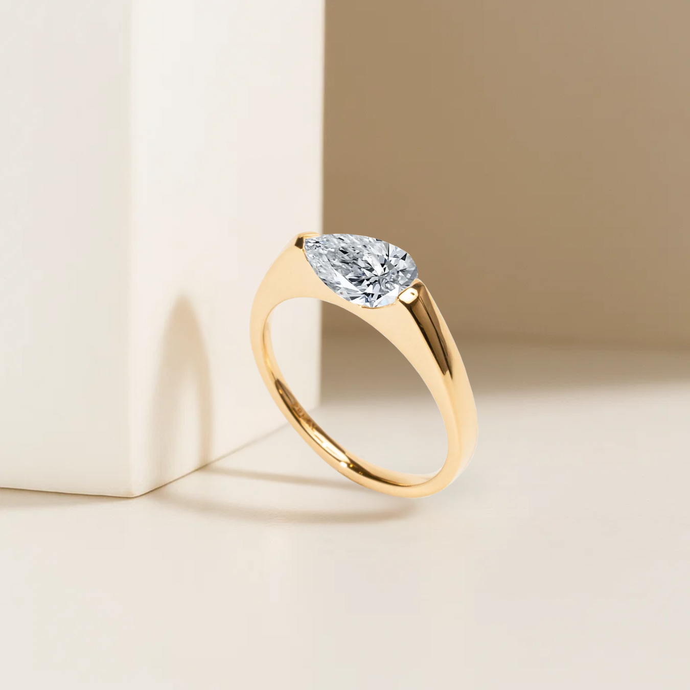 14k Pear Cut Lab Grown Diamond Engagement Ring