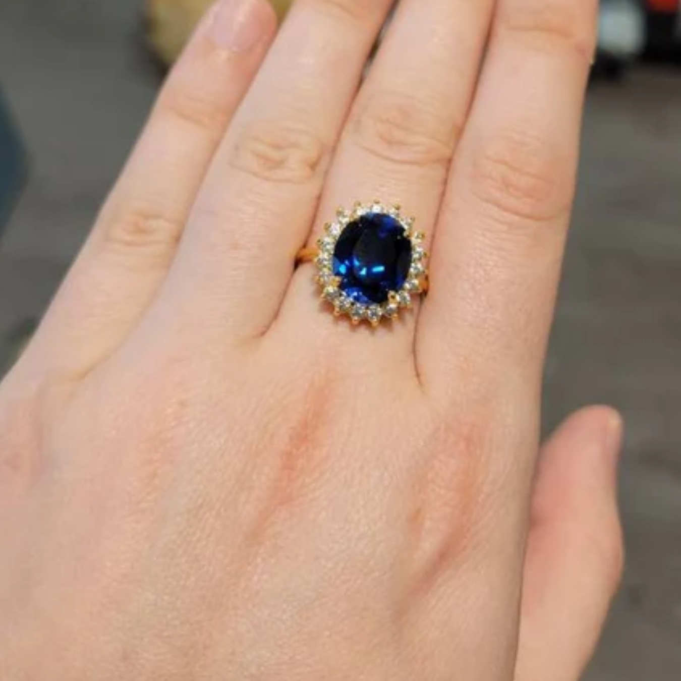 Lab Grown Royal Blue Sapphire Ring