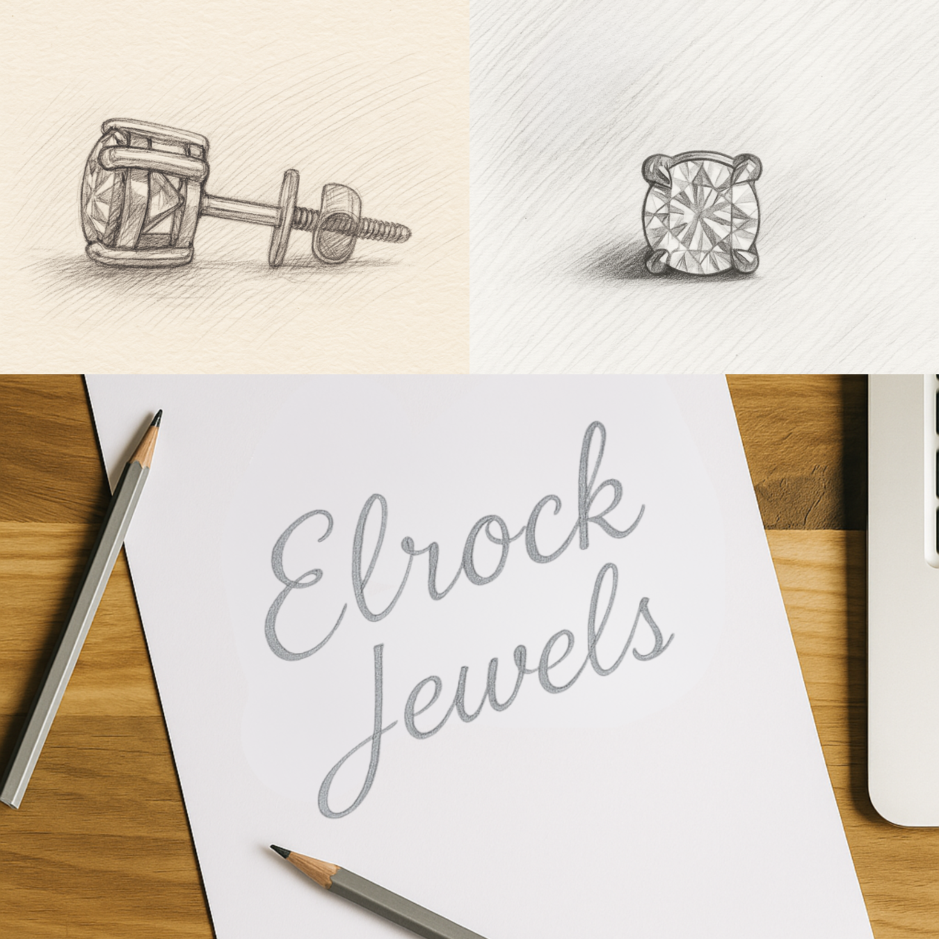 14K White Gold Men's Stud Lab Diamond Earrings Studs for Men