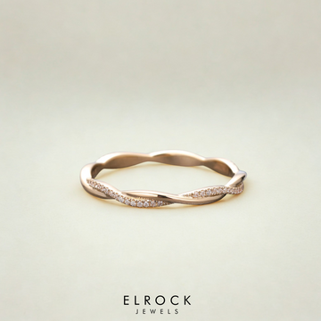 14K Twist Lab grown diamond Ring Band, Class Style Women's Ring Rose gold