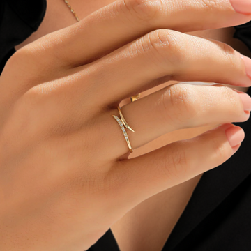 14K Tiny Round Lab Grown Diamond Wave Ring,Minimalist Wave Ring.