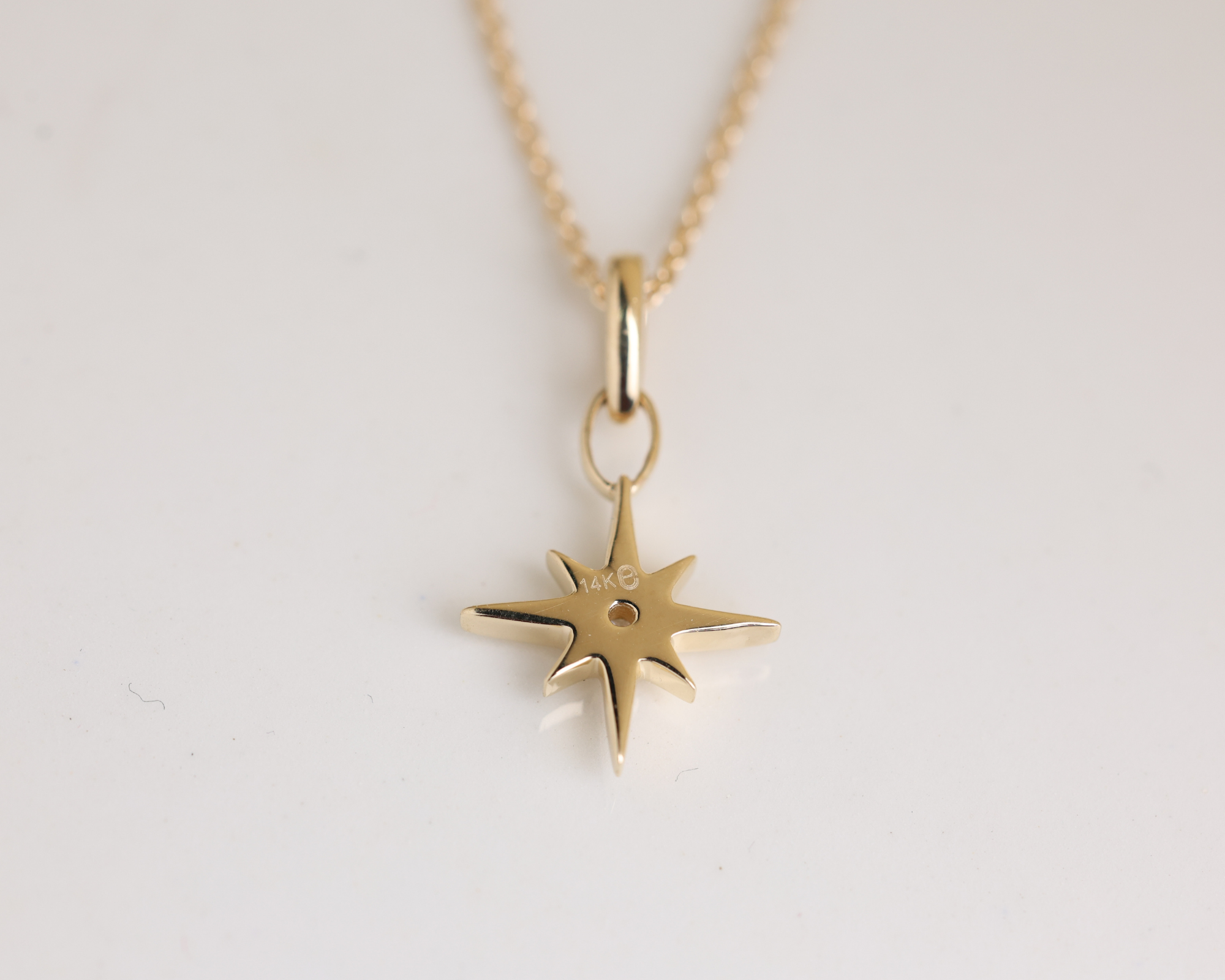 14K North Star Pendant Necklace Dainty Celestial Jewelry