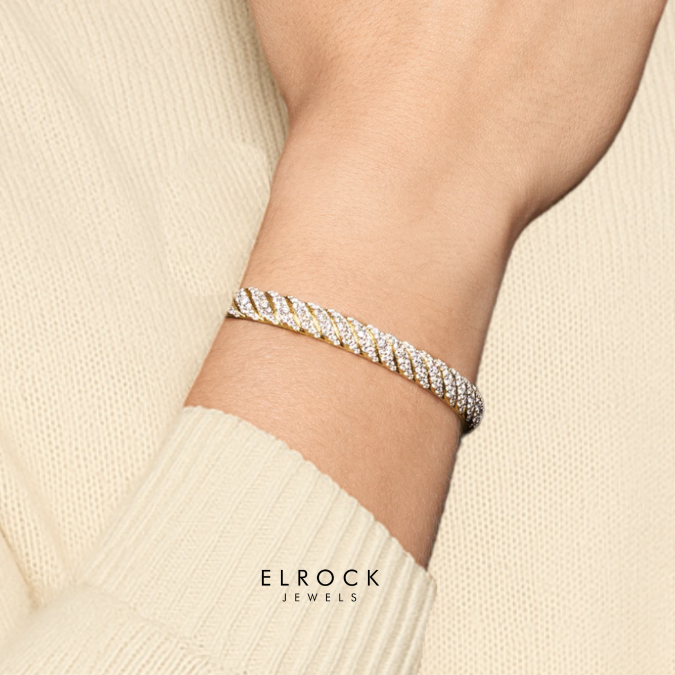 Gold Diamond Cuff Bangle for Men