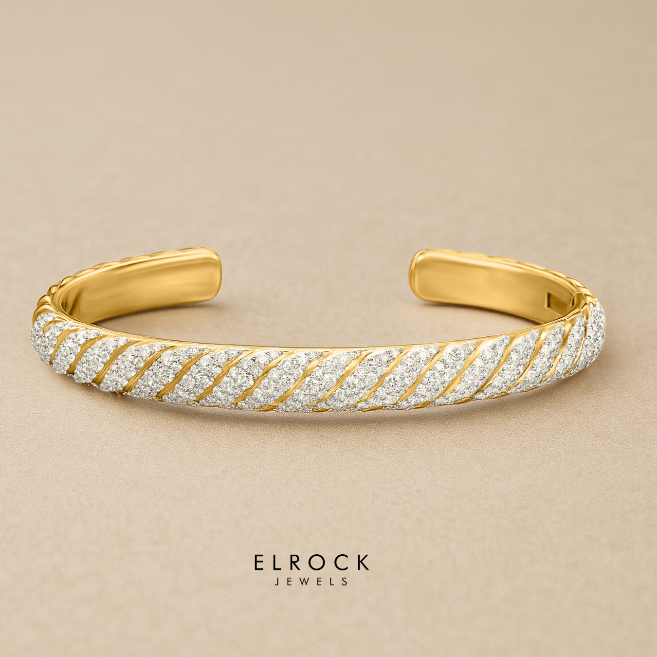 Gold Diamond Cuff Bangle for Men