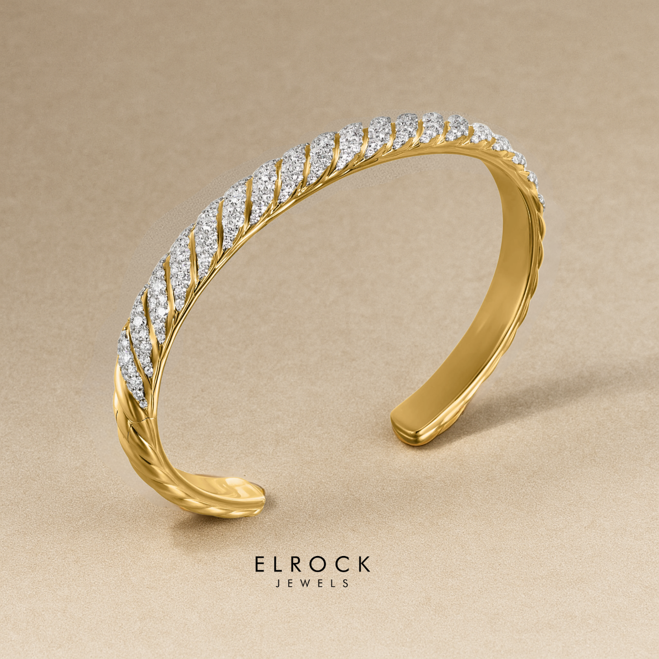 Gold Diamond Cuff Bangle for Men