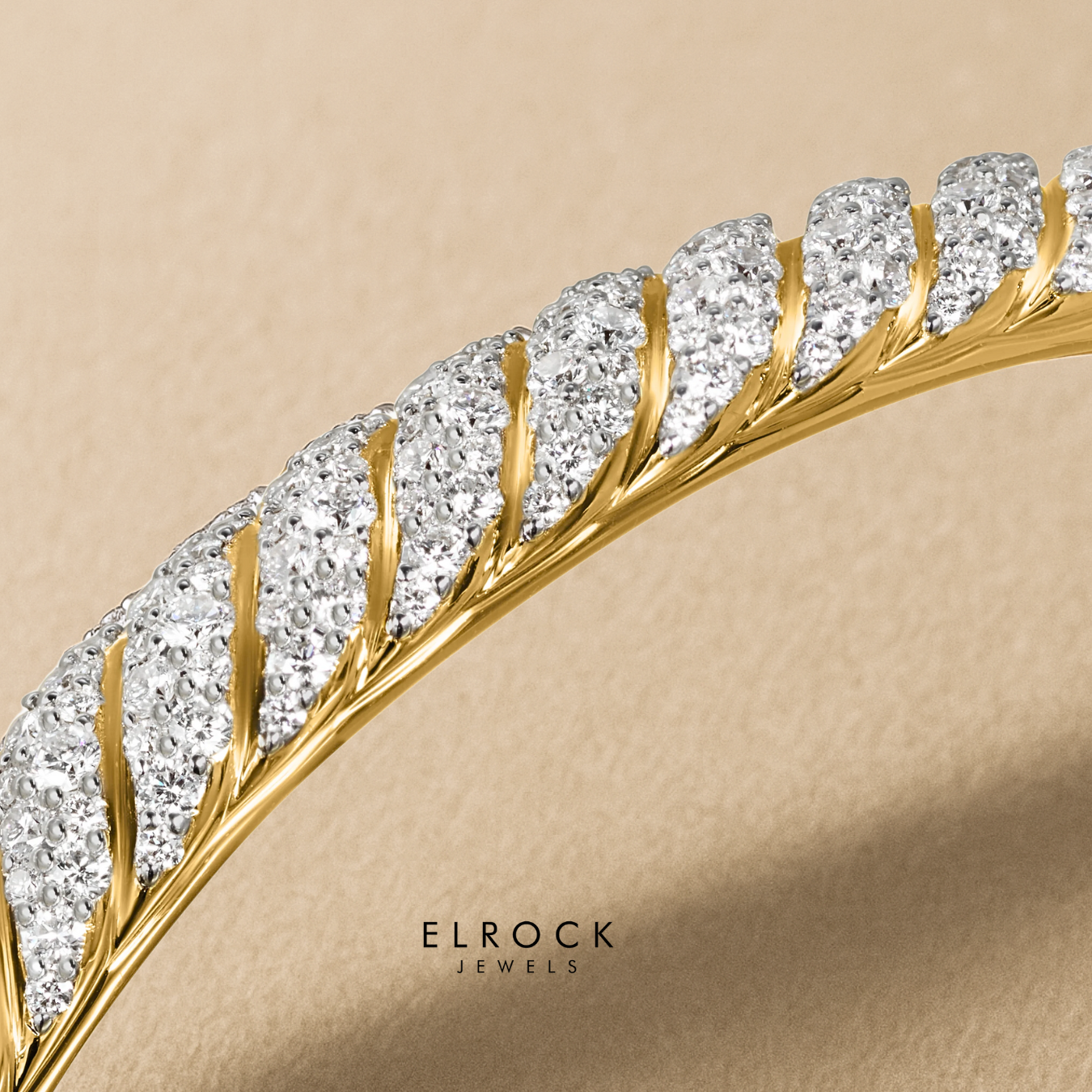 Gold Diamond Cuff Bangle for Men
