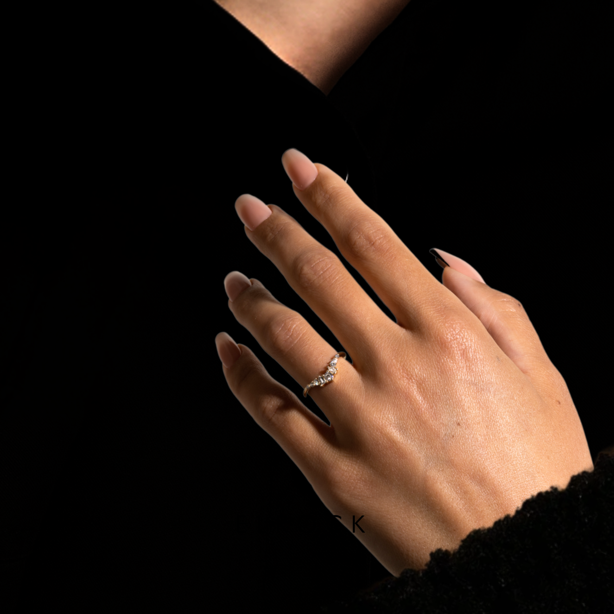 14K Yellow Gold, Multi Shaped Lab Diamond Curved Wedding Band