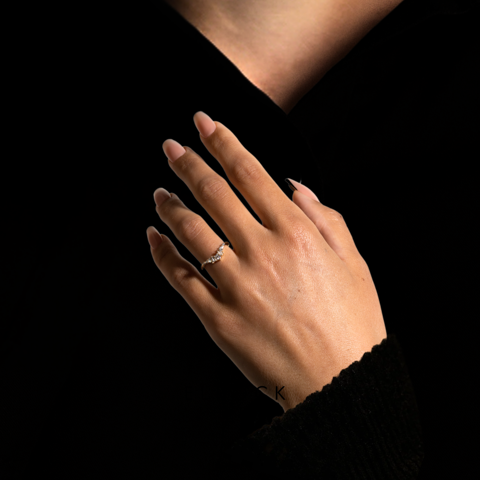 14K Yellow Gold, Multi Shaped Lab Diamond Curved Wedding Band