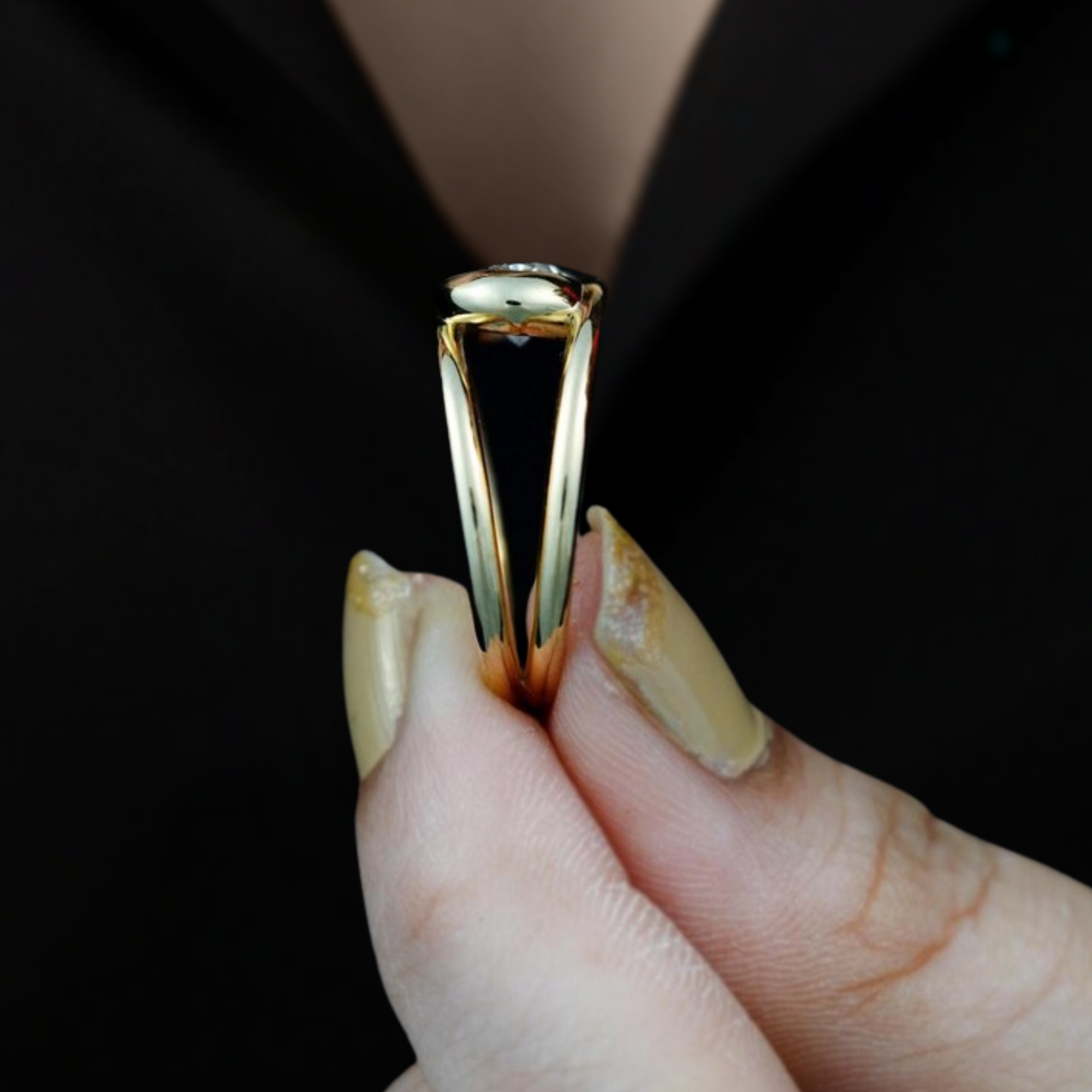 14K Gold Oval Lab Grown Diamond Bezel Set Solitaire Ring