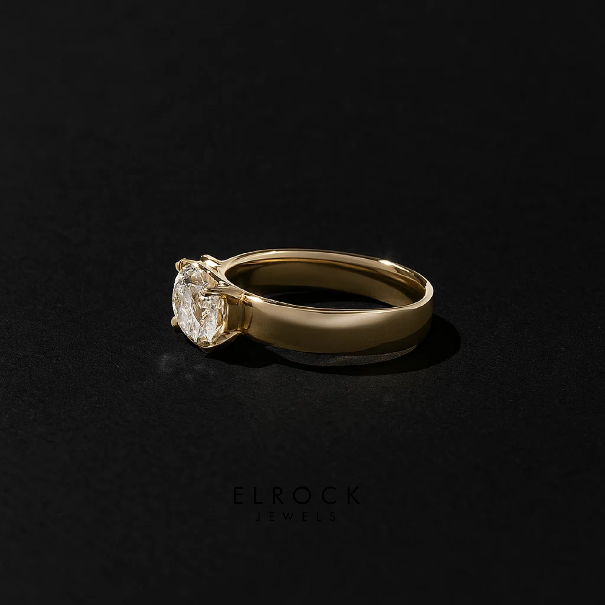 14k Gold Single Solitaire Diamond Band