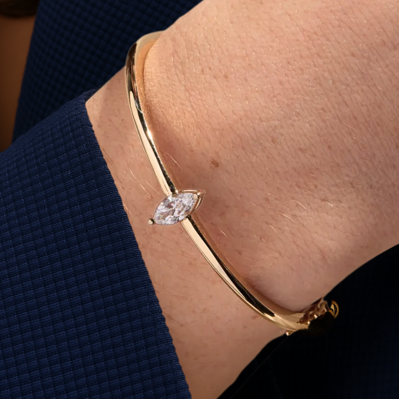 Marquise Lab Grown Diamond Center Stone Bangle