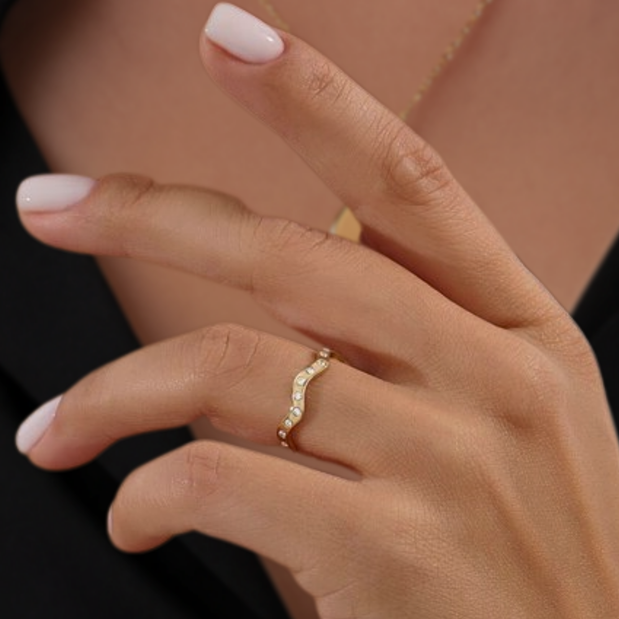 14K Solid Gold Stacking Full Eternity Ring for Women