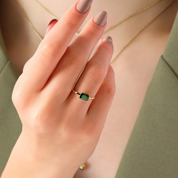 2.00 CT Emerald Emerald Engagement Ring, Birthstone Solitaire Wedding Ring Her