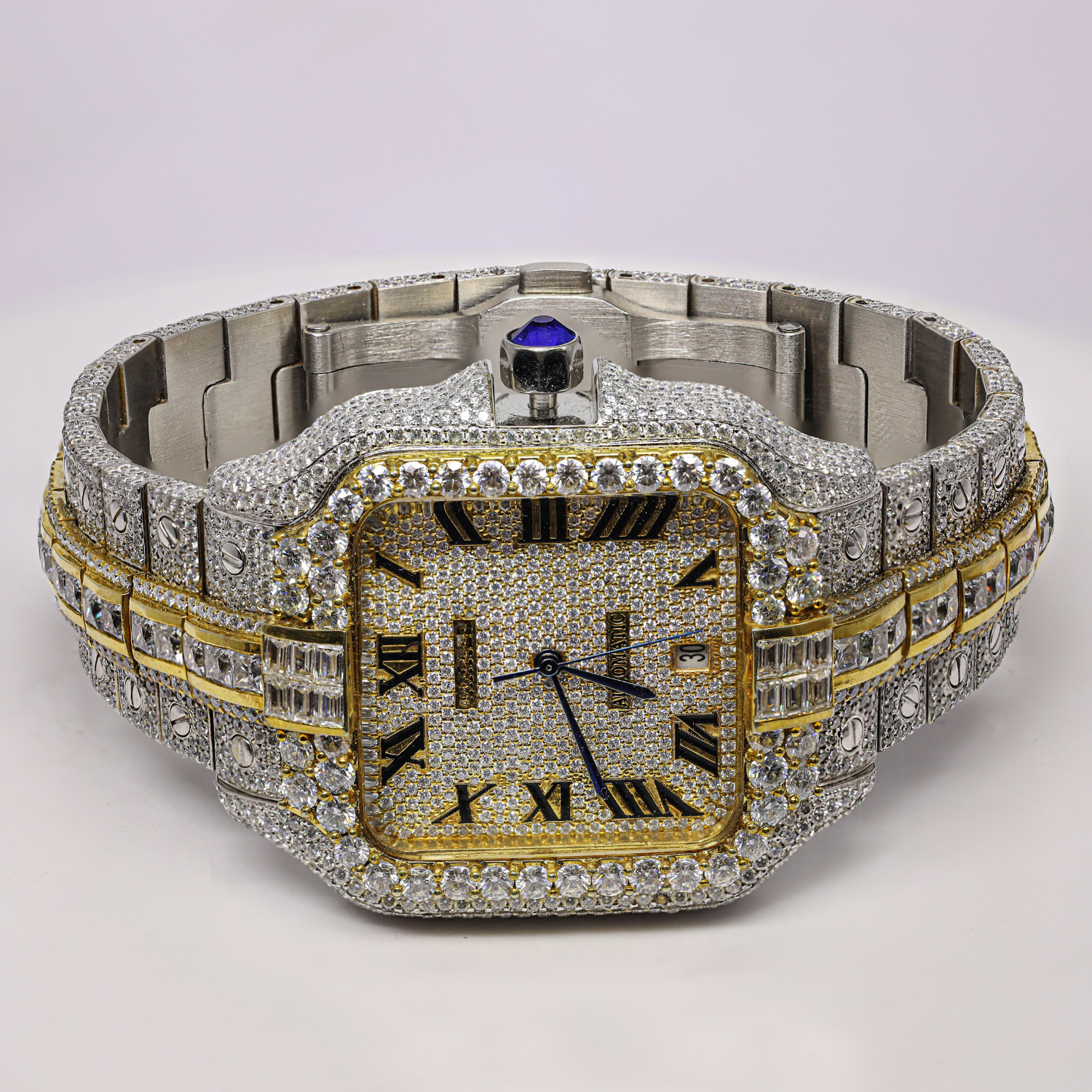 Classic Round, Baguette and Princess Iced Out Moissanite Automatic Watch For Men