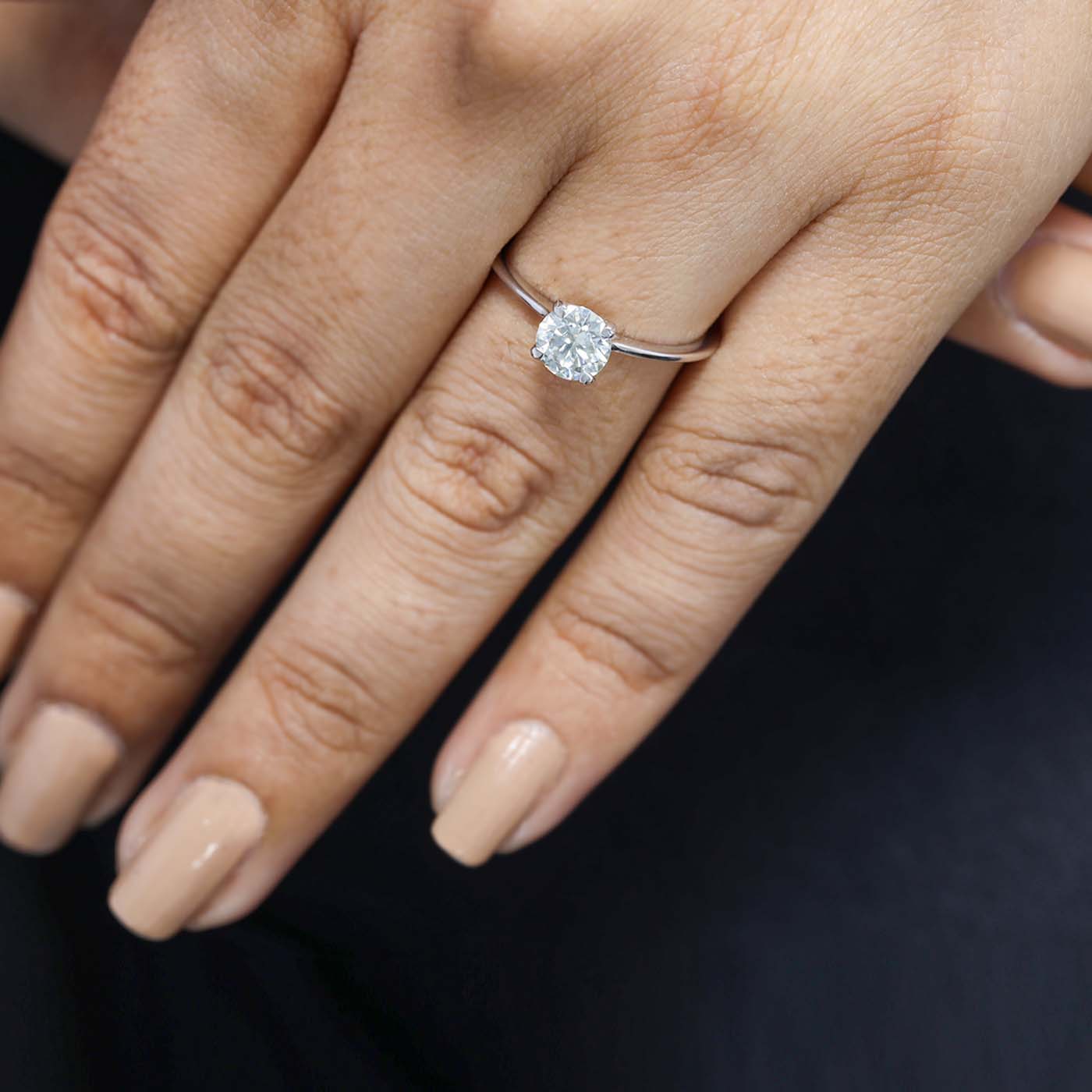 14K Gold Round Cut Lab Grown Diamond Engagement Ring