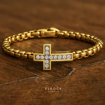 14K Solid Gold Diamond Cross Bracelet| Religious Jewelry Baptism Gift| Christian Bracelet