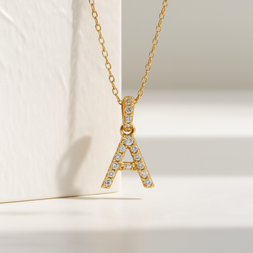 0.36 Ct 14K Gold Diamond Initial Necklace