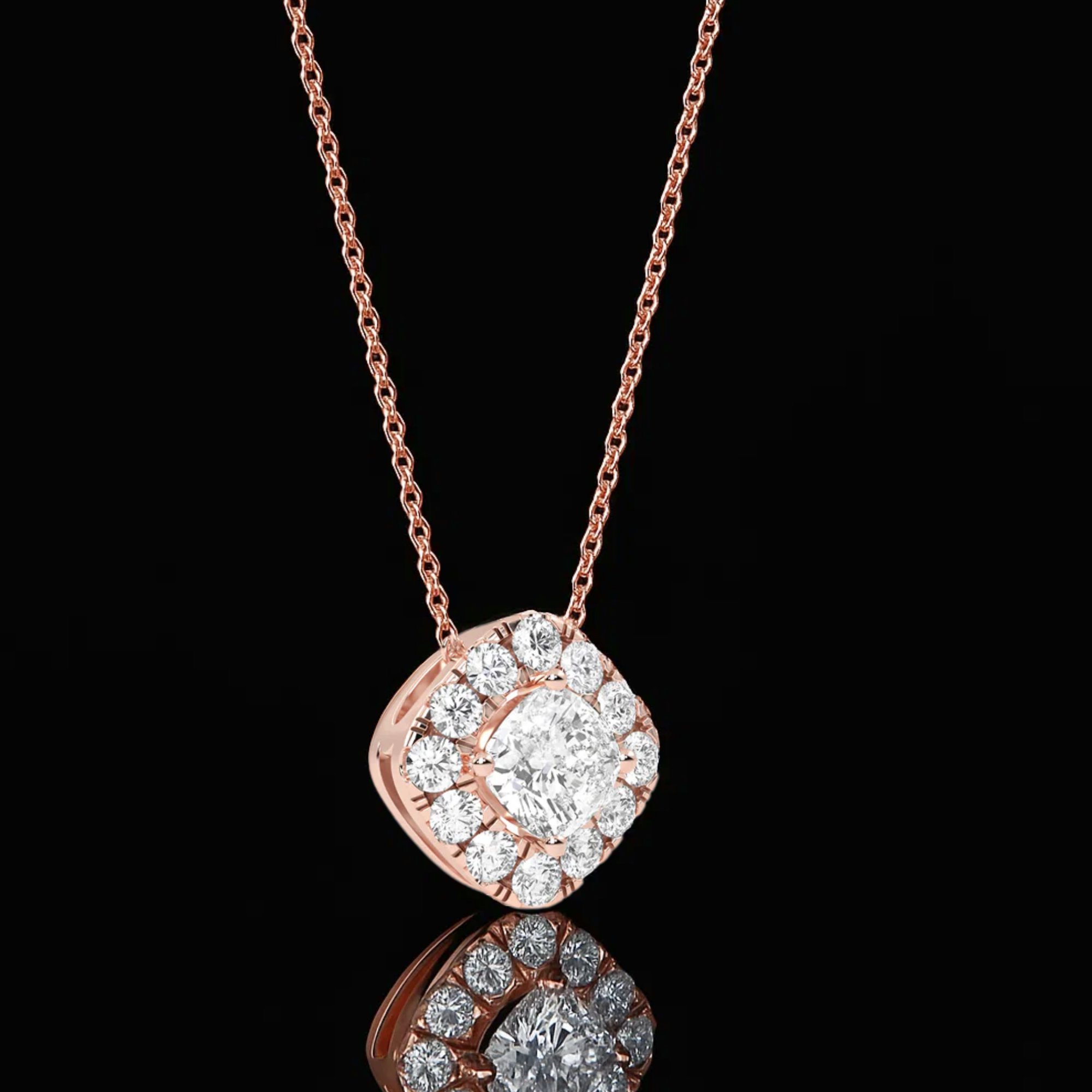 14K Gold Diamond Solitaire Pendant Necklace