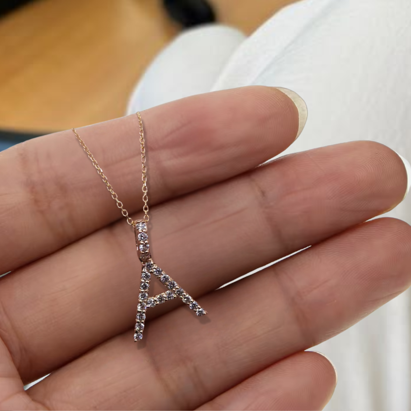 0.36 Ct 14K Gold Diamond Initial Necklace, Letter Pendant Necklace, 0.36 Ct Lab Grown Diamond Necklace, Beautiful Necklace