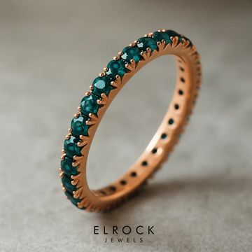 14K Teal Sapphire Ring, Blue Sapphire Full Eternity Band. Sapphire Wedding Band, Stacking Band