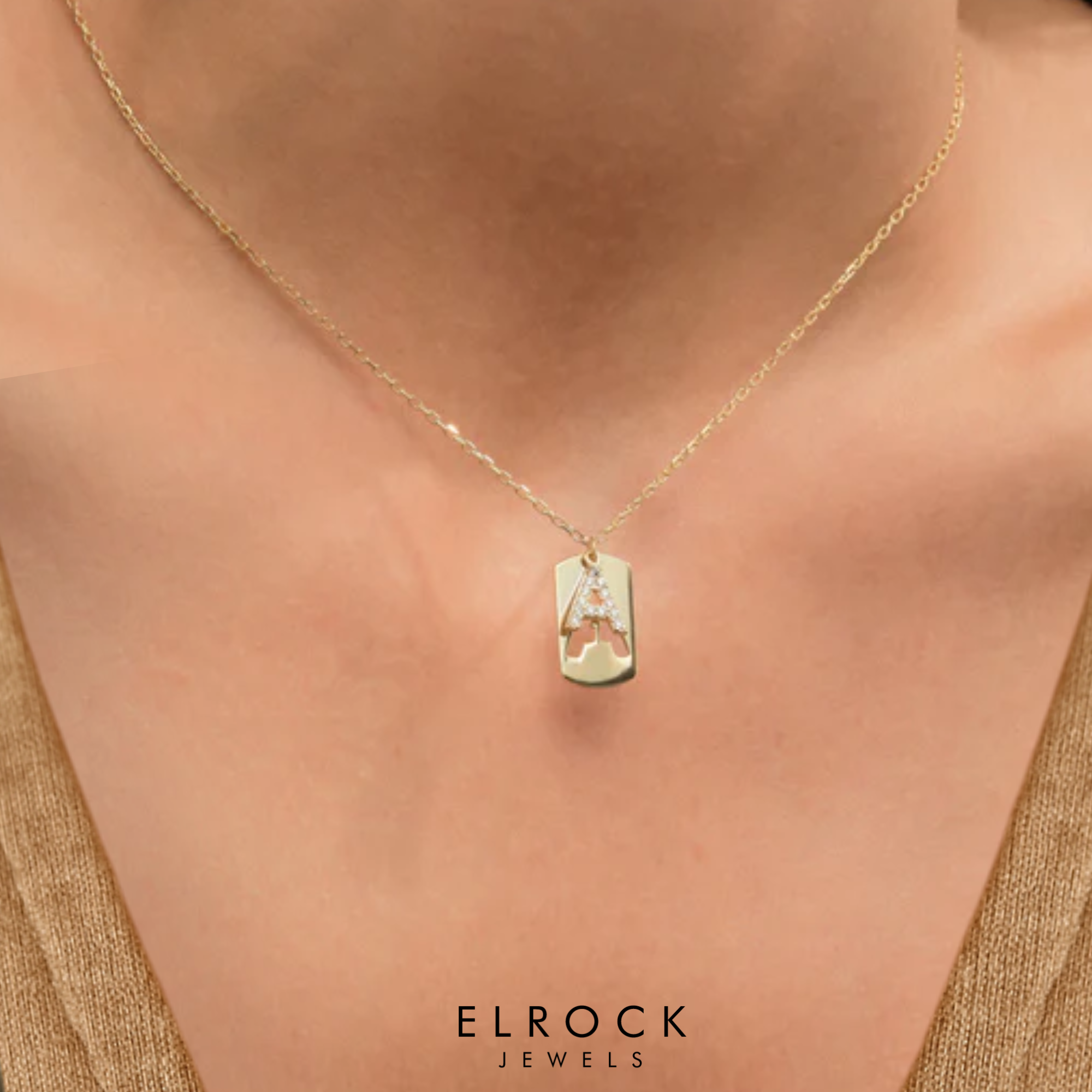 14K Gold Diamond Letter Necklace