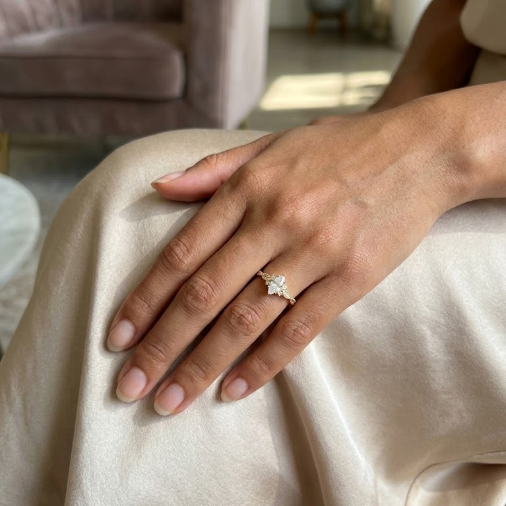 Marquise Lab Grown Diamond Engagement Ring | 14K 18K Gold Scarlet Ring