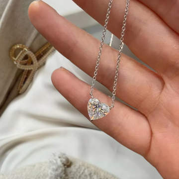 Heart Shape Diamond Necklace, Heart Cut Diamond, Minimalist Necklace