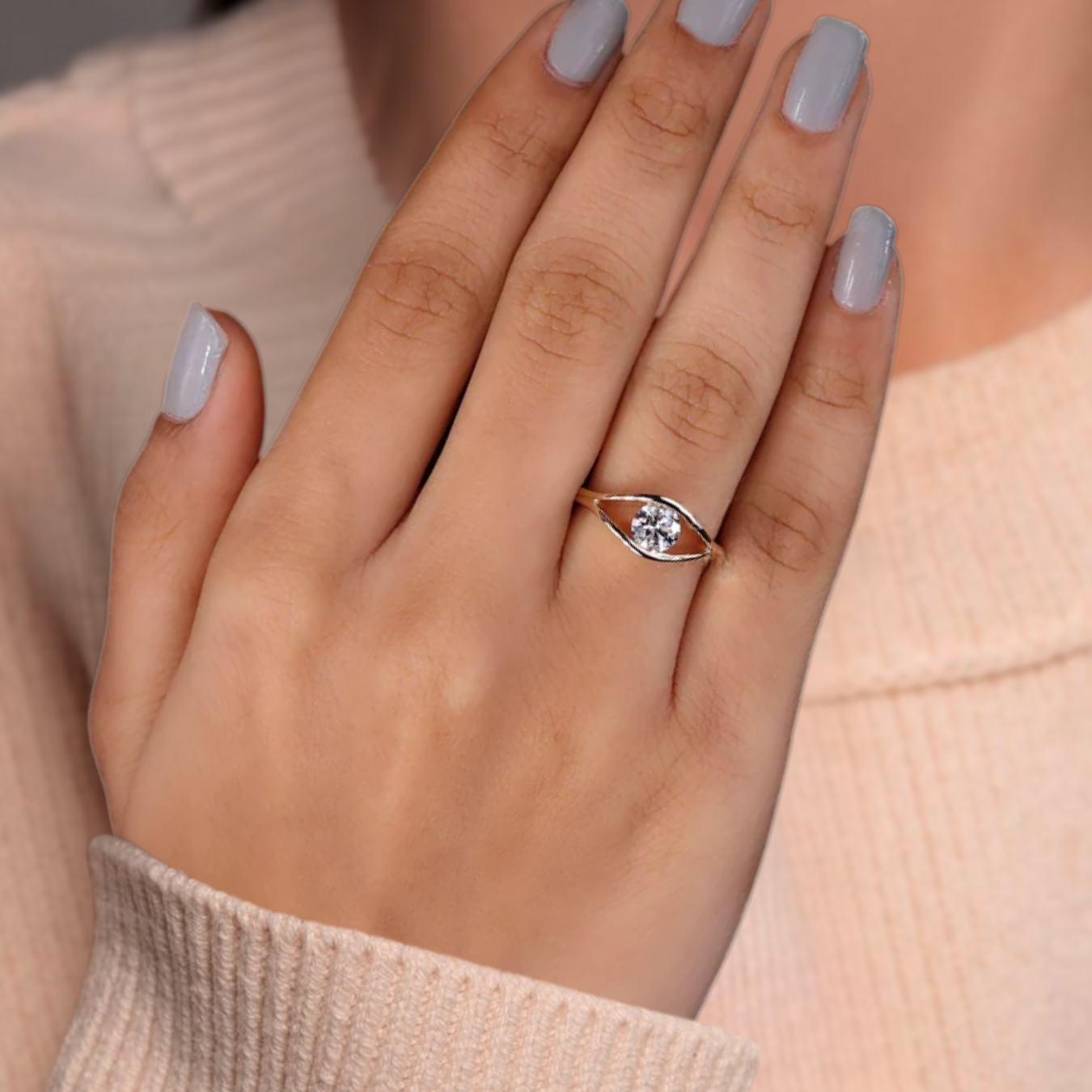 14K Gold 1.0 CT Round Lab Created Diamond Engagement Ring