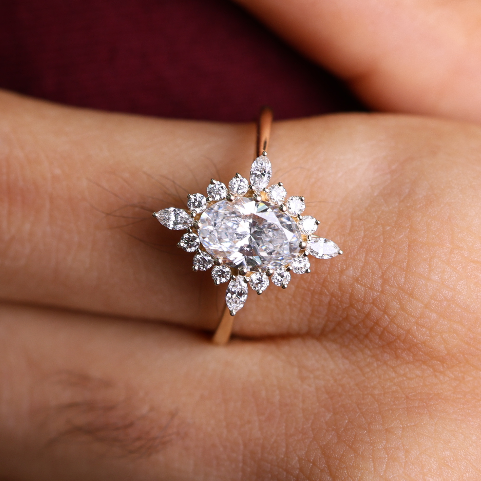 14K Gold Oval Lab Grown Vintage Style 1.23 Ct Lab Grown Ring