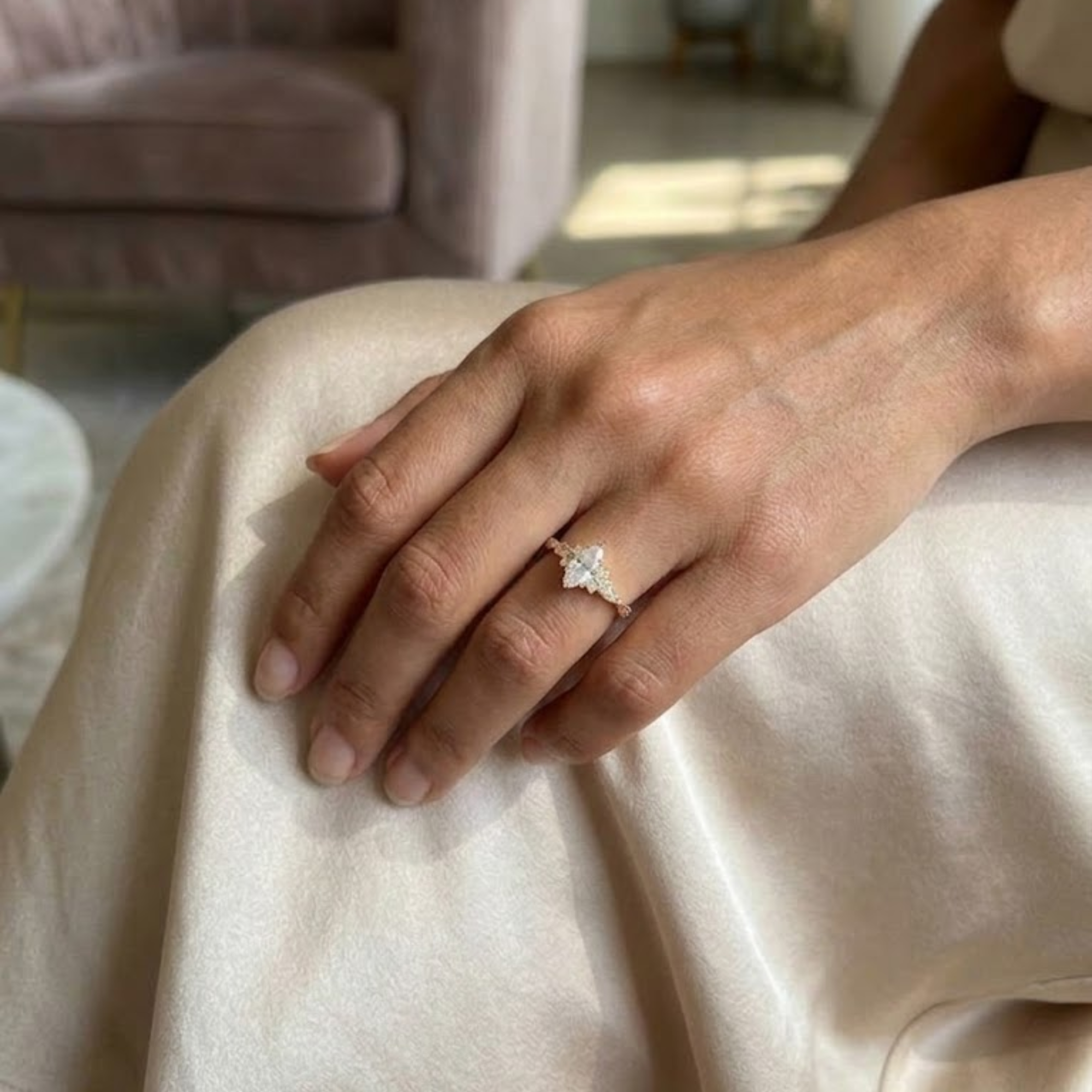 Marquise Lab Grown Diamond Engagement Ring | 14K 18K Gold Scarlet Ring