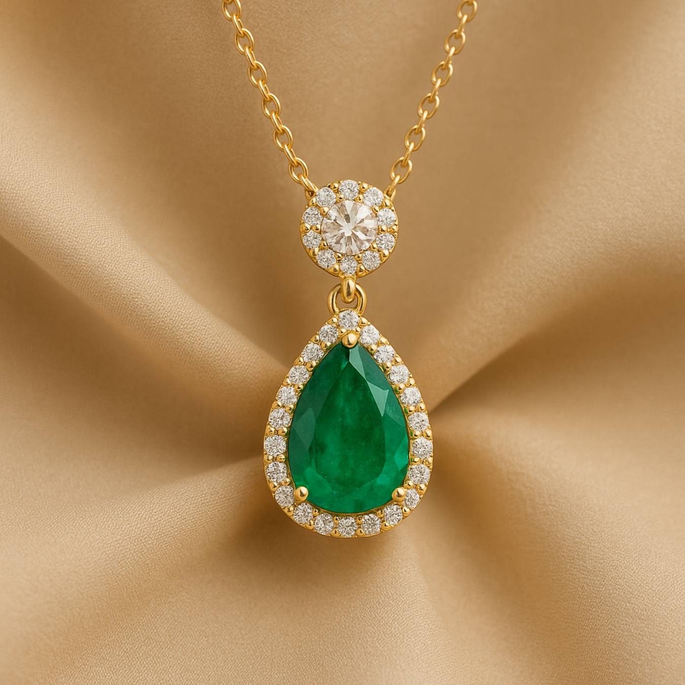 14K Gold Lab Grown Diamond Halo Setting Necklace