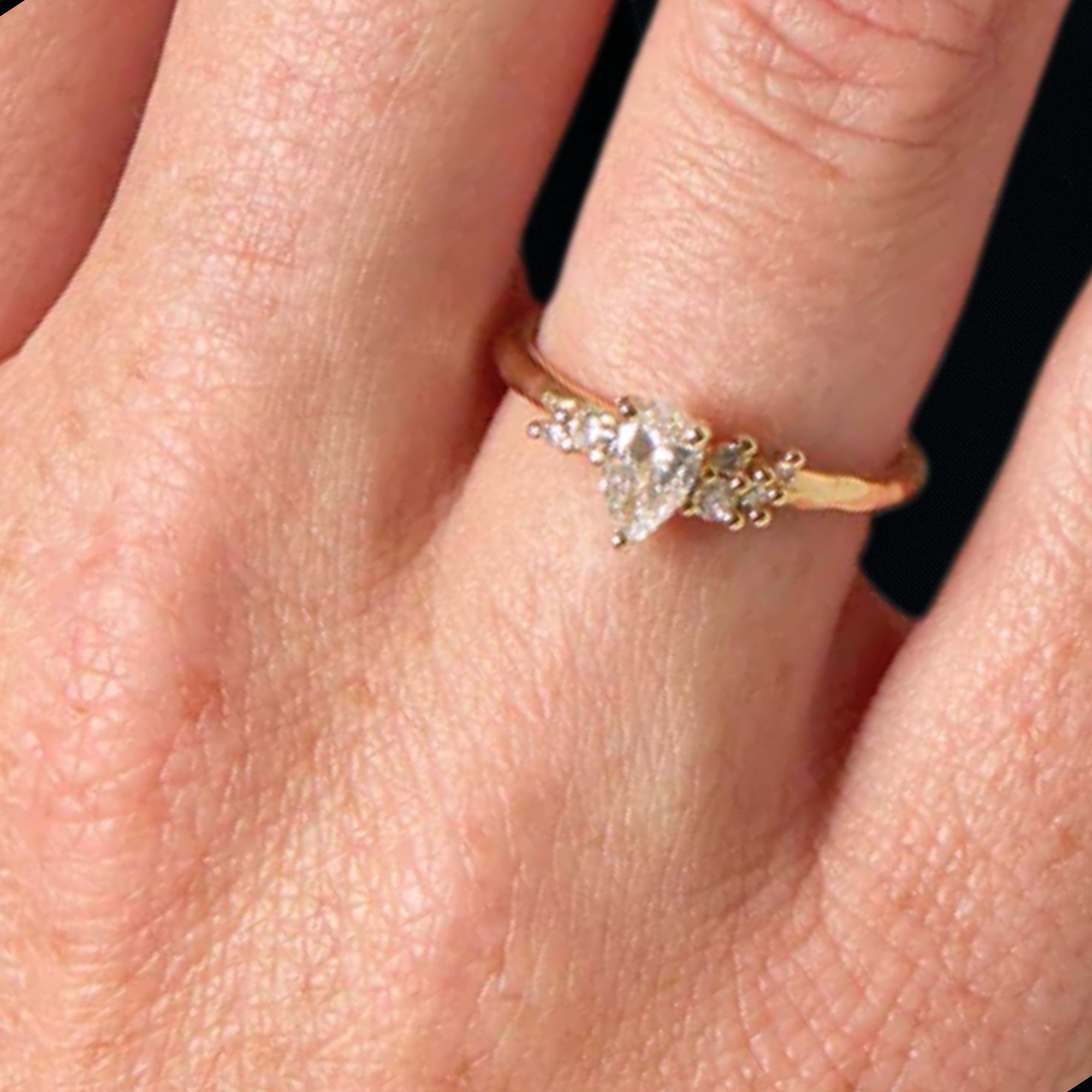 Vintage Pear Cut Lab Grown Diamond Engagement Ring
