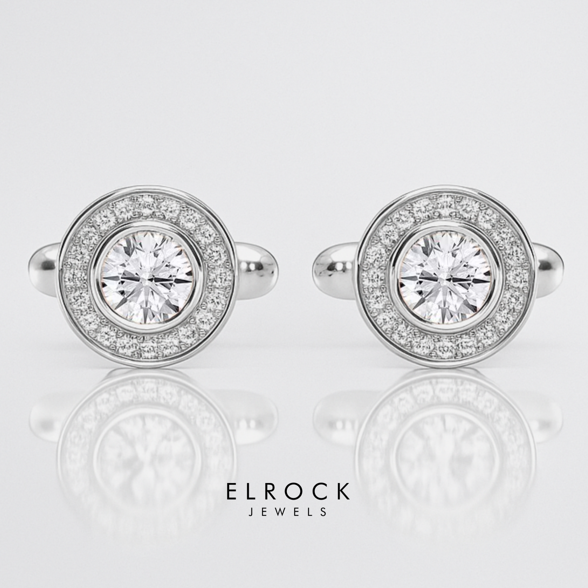 Men's Compass Cufflinks, Round diamond Cuff links