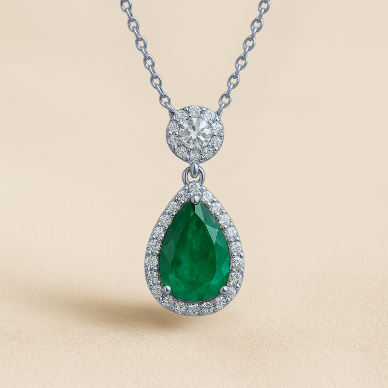 14K Gold Lab Grown Diamond Halo Setting Necklace